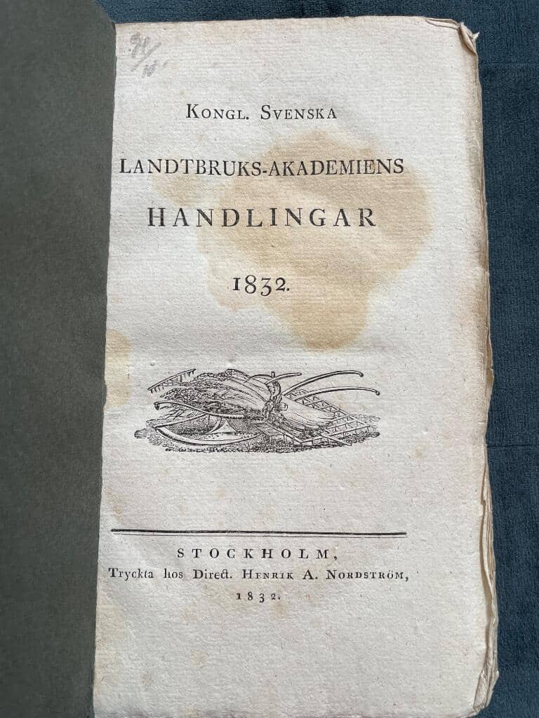 Kongl. Svenska landtbruks-akademiens handlingar 1832.
