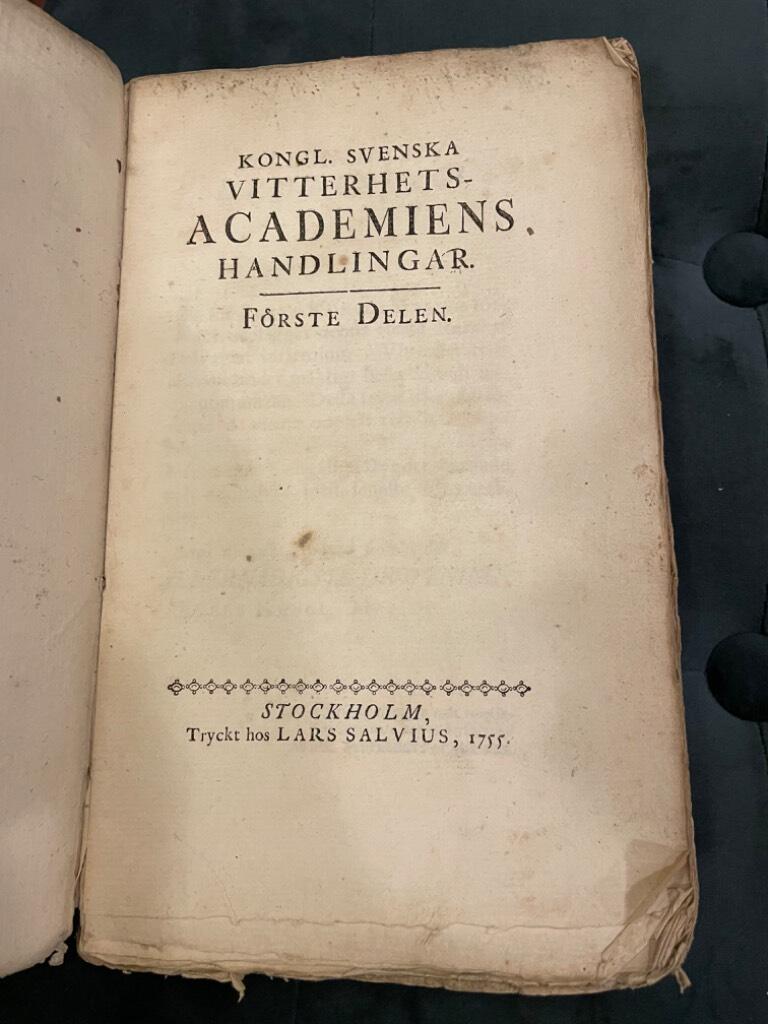 Kongl. Svenska Vitterhets Academiens handlingar. 1-2