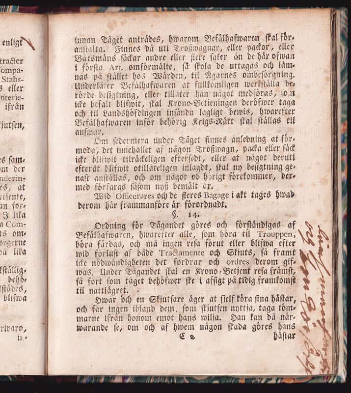 Konungens I Nåder utfärdade Tåg-Ordning För Commenderingar af Landt- och Sjö-Milicie. Gifwen Drottningholms Slott den 15 September 1791