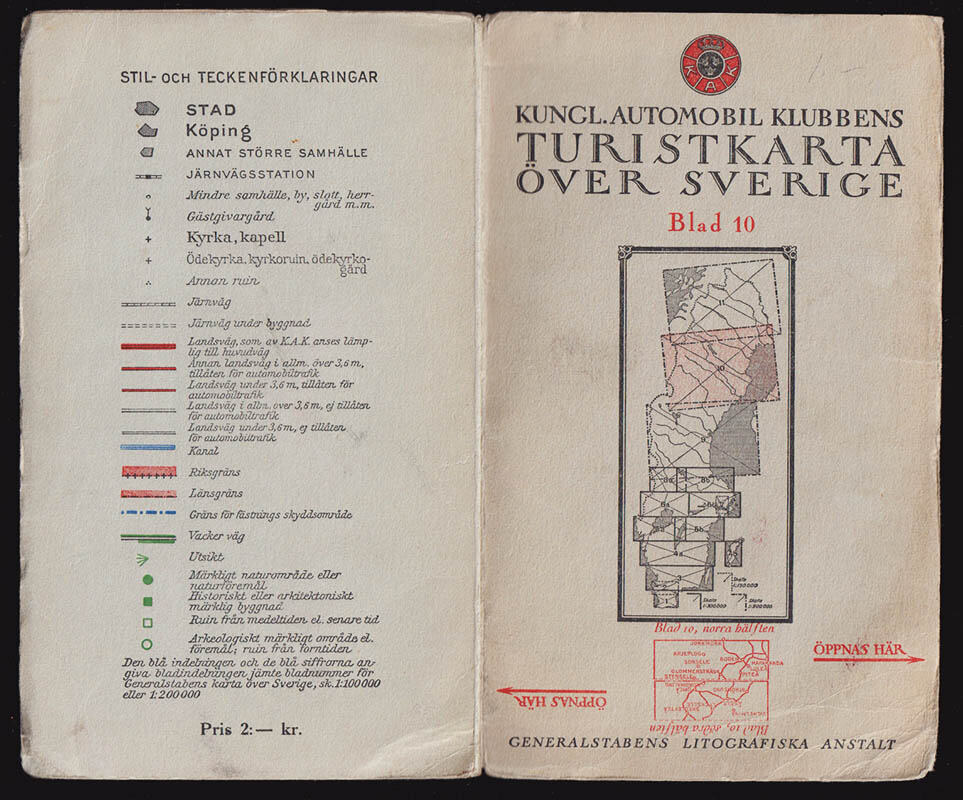 Kungl. Automobilklubbens Turistkarta över Sverige. Blad 10, södra & norra hälften (Västerbotten, Norrbotten, Lappland)