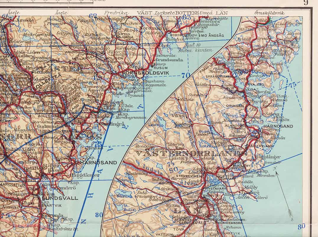 Kungl. Automobilklubbens Turistkarta över Sverige. Blad 9, norra hälften (Jämtland, Härjedalen, Gävleborg, Kopparberg, Västernorrland)