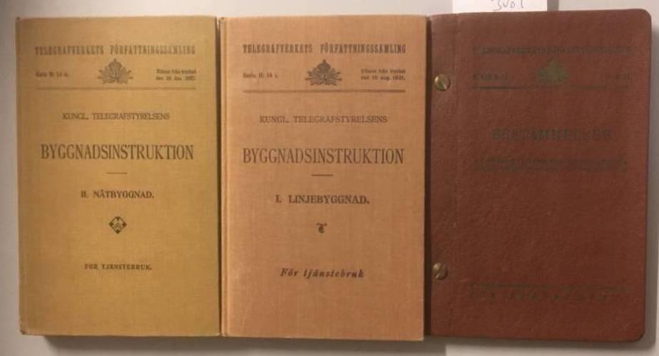 Kungl. Telegrafstyrelsens Byggnadskonstruktion I-II + Bestämmelser vid åtgärder och parallellismer mellan starkströms och svagströmsledningar