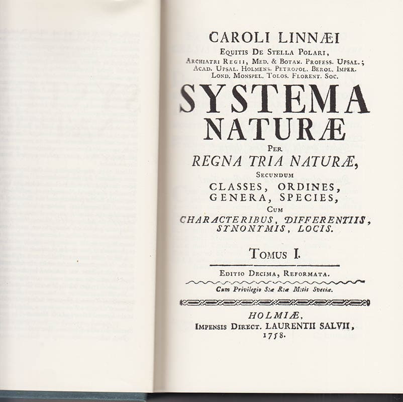 Linné, Carl von (1707-1778) ; De Beer, Gavin [Introduction] : Caroli Linnaei Systema Naturae. A photographic facsimile of the first volume of the tenth edition (1758). Regnum animale. Introduction by Gavin De Beer