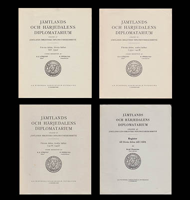Löfqvist, Karl-Erik ; Swedlund, Robert [red.] : Jämtlands och Härjedalens diplomatarium. Första delen, första häftet (till 1350)