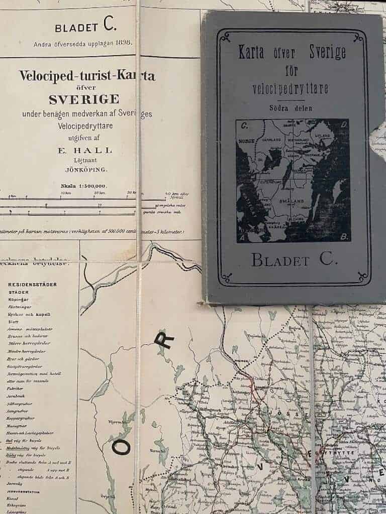 Löjtnant E. Hall : Karta öfver Sverige för velocipedryttare. Södra delen. Bladet C.