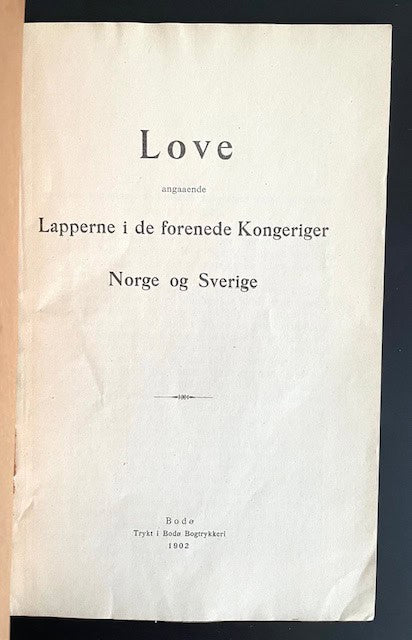 Lov angaaende Lapperne i de forenede Kongeriger Norge og Sverige av 2. juni 1883.