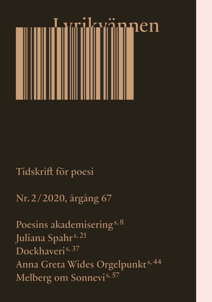 Lundvik, Anna ; Zimmerman, David [red.] : Lyrikvännen 2(2020)