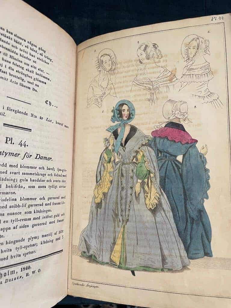 Magasin för Konst, Nyheter och Moder. - Årgång 17 (1840) - med handkolorerade modeplanscher