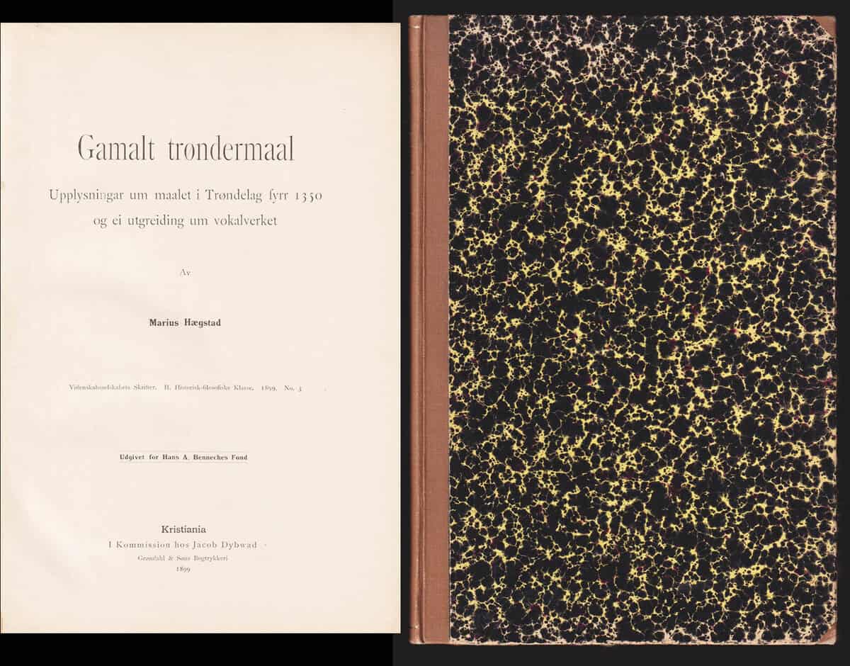 Marius Hægstad : Gamalt trøndermaal, Upplysningar um maalet i Trøndelag fyrr 1350 og ei utgreiding um vokalverket