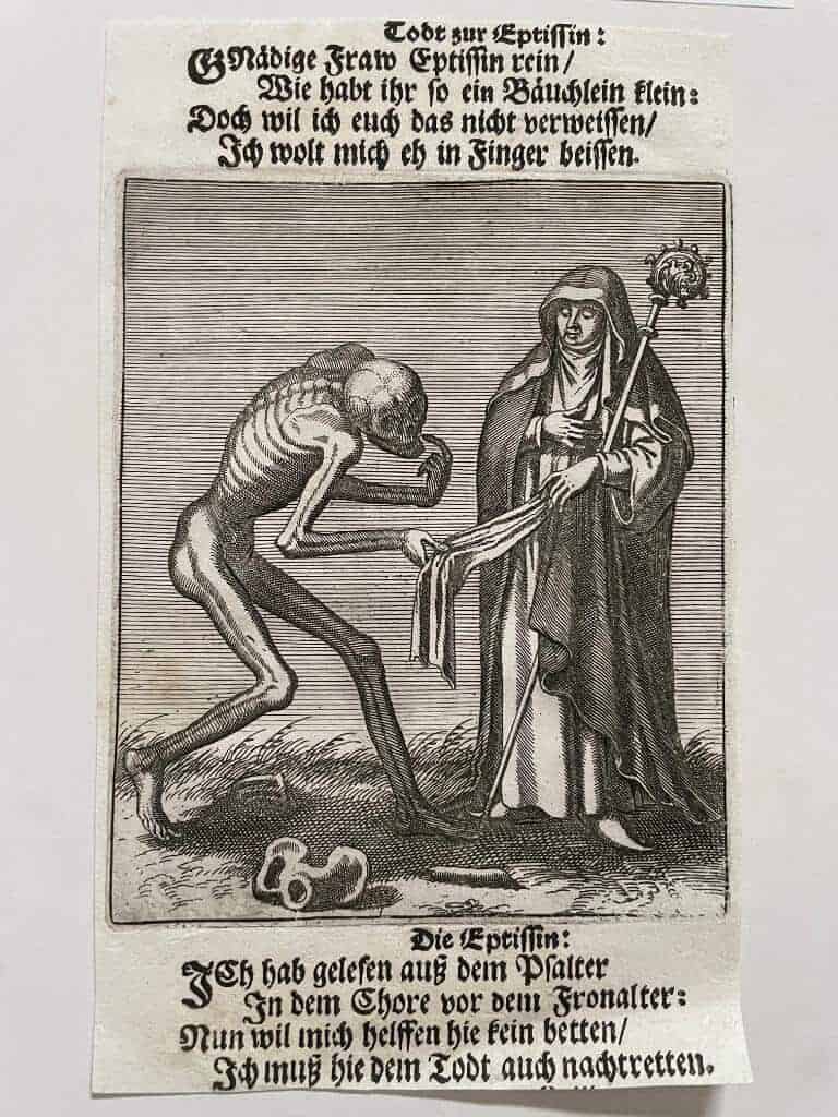 Matthaeus Merian : Kopparstick från Merians Todten-Tantz, 1696 (Dödsdansen, Dance of death, la Dance Macabre).