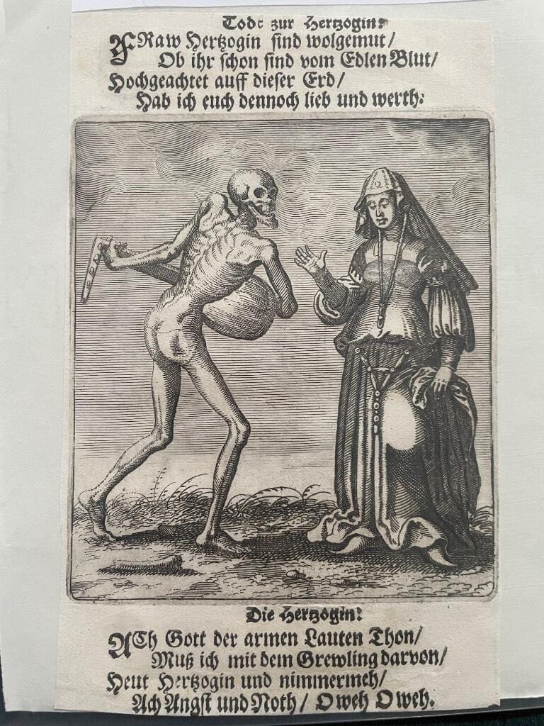 Matthaeus Merian : Kopparstick från Merians Todten-Tantz, 1696 (Dödsdansen, Dance of death, la Dance Macabre).