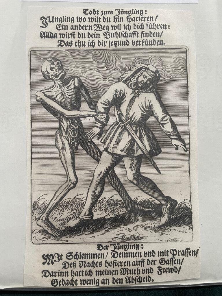 Matthaeus Merian : Kopparstick från Merians Todten-Tantz, 1696 (Dödsdansen, Dance of death, la Dance Macabre).