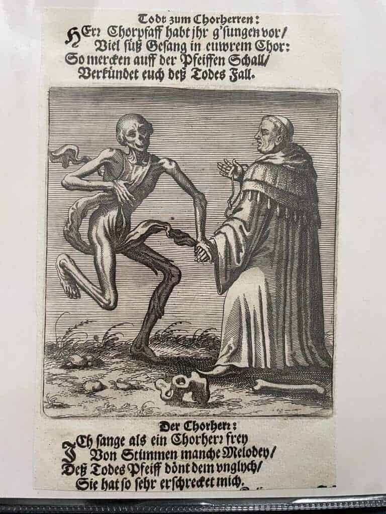 Matthaeus Merian : Kopparstick från Merians Todten-Tantz, 1696 (Dödsdansen, Dance of death, la Dance Macabre).