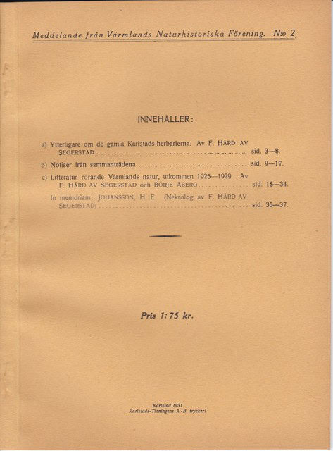 MEDDELANDE FRÅN VÄRMLANDS NATURHISTORISKA FÖRENING
