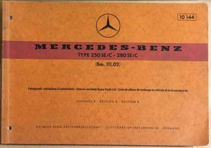 Mercedes reservdelsböcker - 250 SE/C - 280 SE/C