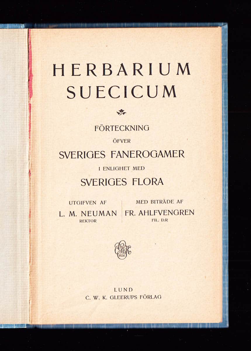 Neuman, Leopold Martin (1852-1922) ; Ahlfvengren, Fredrik Elias (1862-1921) : Herbarium suecicum. Förteckning öfver Sveriges fanerogamer i enlighet med Sveriges flora
