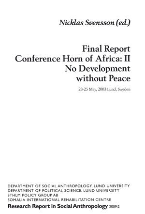 Nicklas Svensson : Final Report Conference Horn of Africa