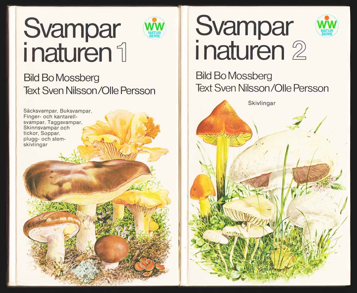 Nilsson, Sven (1929-2007) ; Persson, Olle (1928-2014) ; Mossberg, Bo : Svampar i naturen. Del 1-2. Del 1. Säcksvampar, buksvampar, finger- och kantarellsvampar, taggsvampar, skinnsvampar och tickor, soppar, plugg- och slemskivlingar + Del 2. Skivlingar.