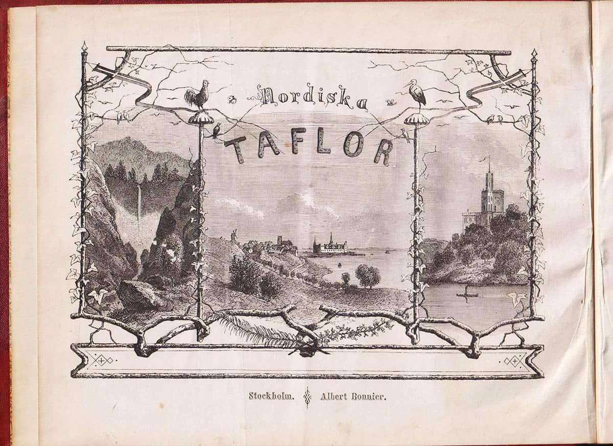 Nordiska taflor. Pittoreska utsigter från Sverige, Norge och Danmark. I träsnitt med text. Band I-V [av VI]