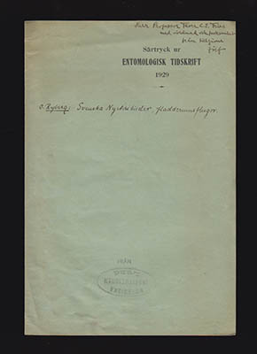 Olof Ryberg : Svenska Nycteribiider, Fladdermusflugor