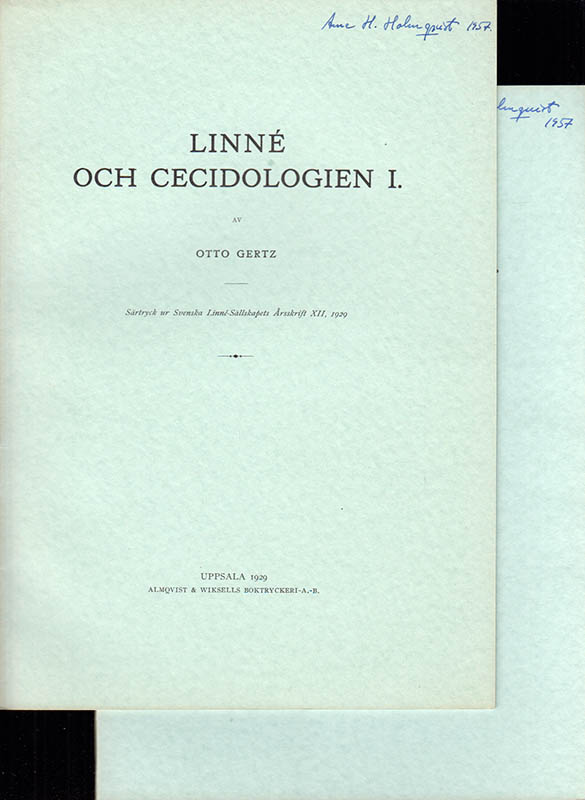 Otto Gertz : Linné och cecidologien. I-II. (Supplementet som utkom 1936 saknas)