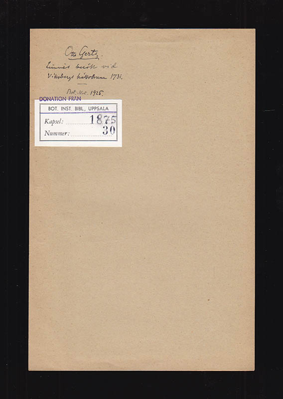 Otto Gertz : Linnés besök vid Viksbergs hälsobrunn 1731