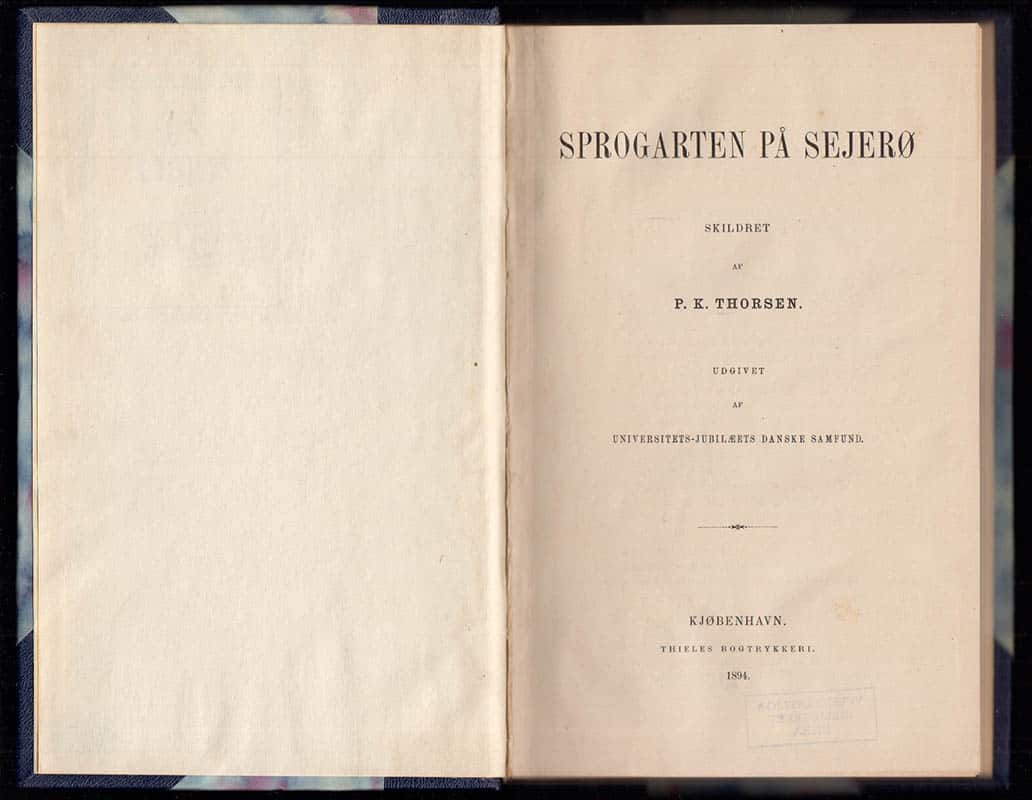 P. K. Thorsen : Sprogarten på Sejerø skildret af P. K. Thorsen