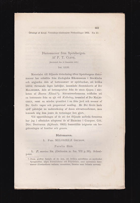 P. T. Cleve : Diatomaceer från Spetsbergen