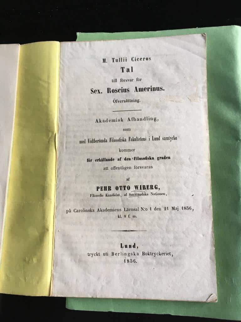 Pehr Otto Wiberg : Tal... Sex. Roscius Amerinus