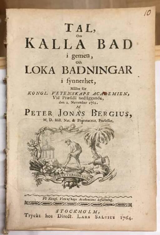 Peter Jonas Bergius : Tal, om Kalla Bad i gemen, och Loka Badningar i synnerhet