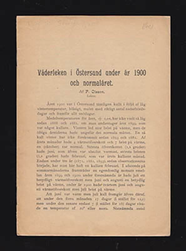 Peter Olsson : Väderleken i Östersund under år 1900
