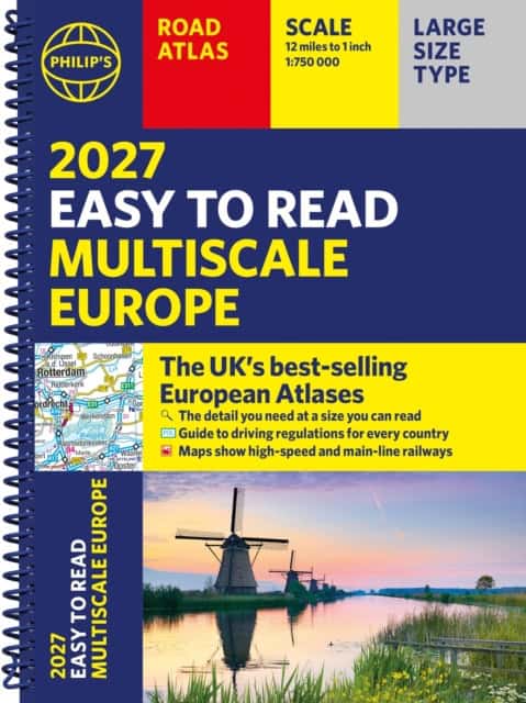 PHILIP'S 2027 EASY TO READ MULTISCALE ROAD ATLAS OF EUROPE