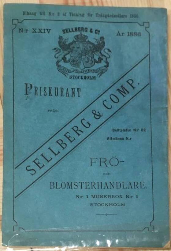 Priskurant från Sellberg & Comp. Frö- och blomsterhandlare, Stockholm. 1885