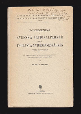 Rudolf Florin : Förteckning å svenska nationalparker samt å fridlysta naturminnesmärken