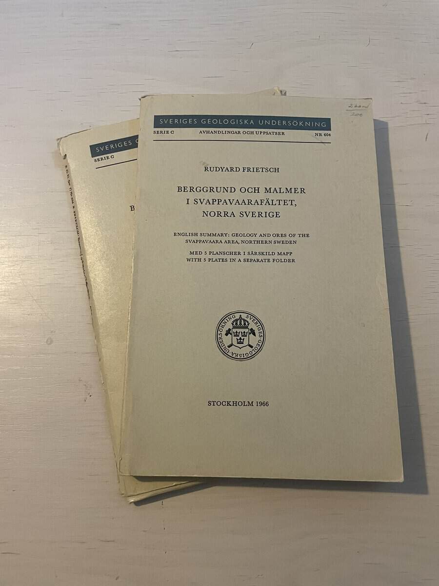 Rudyard Frietsch : Berggrund och malmer i Svappavaarafältet, Norra Sverige - med 5 planscher