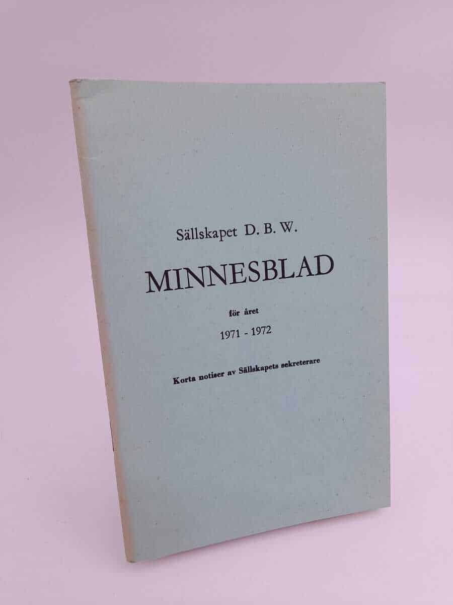 Sällskapet DBW minnesblad : 1971-1972