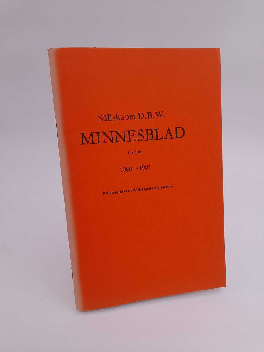 Sällskapet DBW minnesblad : 1980-1981