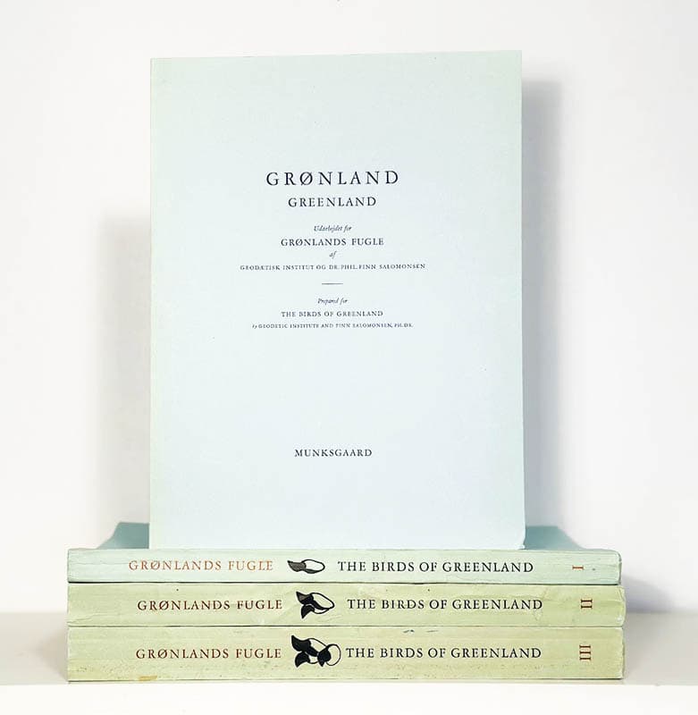 Salomonsen, Finn ; Gitz-Johansen, Aage (1897-1977) : Grønlands Fugle. The Birds of Greenland. Part I-III. Med forord af Hans Hedtoft. Minister for Grønland. With a preface by Hans Hedtoft. Danish Prime Minister
