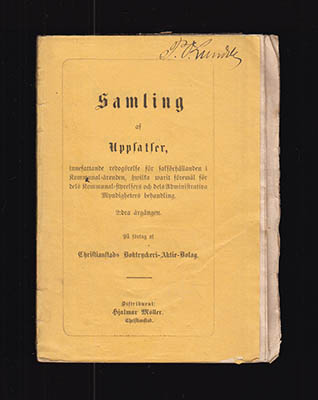 Samling af uppsatser, innefattande redogörelse för sakförhållanden i kommunal-ärenden, hwilka warit föremål för dels kommunal-styrelsers och dels administrativa myndigheters behandling. 2:dra årgången