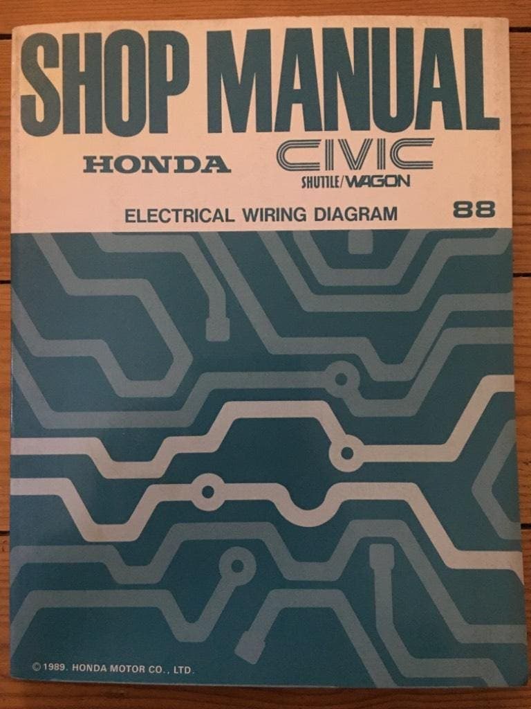 Shop Manual Honda Civic Shuttle/Wagon Electrical Wiring Diagram 88