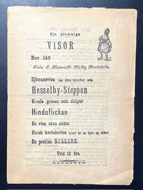 Sju klämmiga visor. Nr 140. Från Kronwalls förlag i Tomteboda.