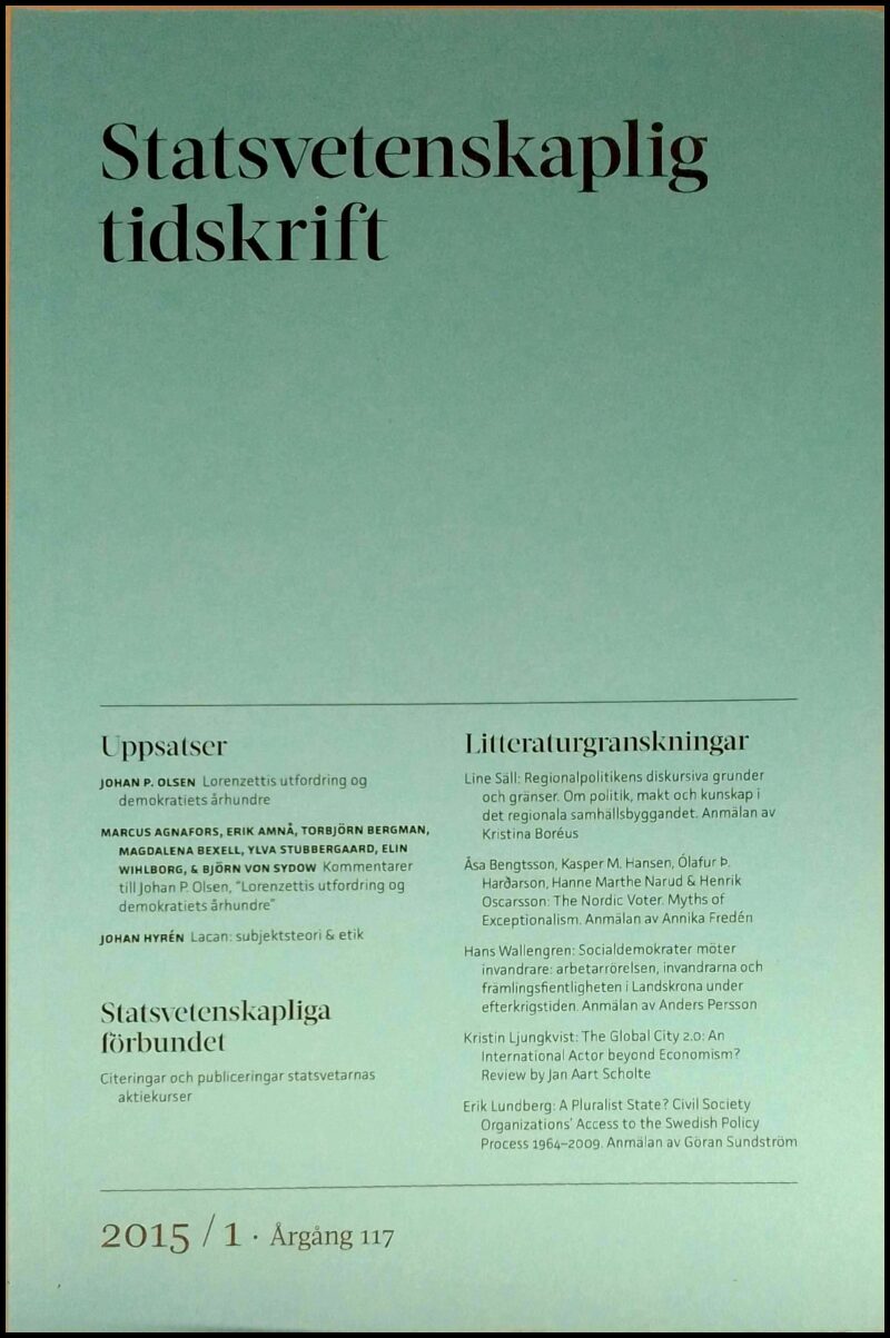Statsvetenskaplig tidskrift : 2015 / 1