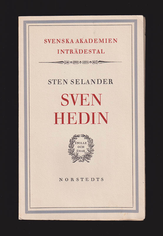 Sten Selander : Sven Hedin