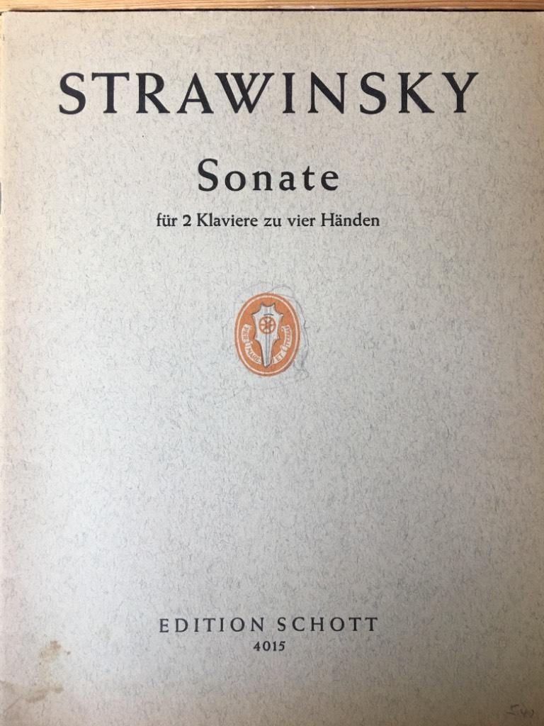 Strawinsky : Sonate fur 2 Klaviere zu vier Händen (Edition Schott 4015)