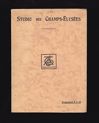 Studio des Champs-Élysées. Programme Saison 1928-1929 (Säsongsprogram)
