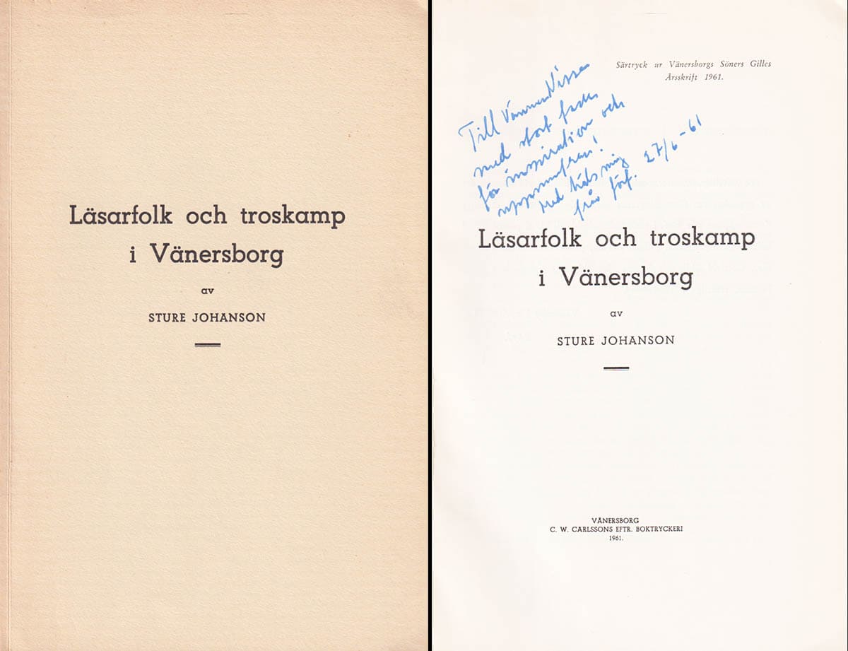 Sture Johanson : Läsarfolk och troskamp i Vänersborg