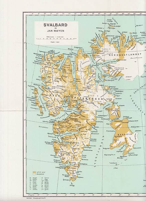 [Svalbard og Jan Mayen ; karta] : Svalbard og Jan Mayen. Målstokk 1:2 000 000