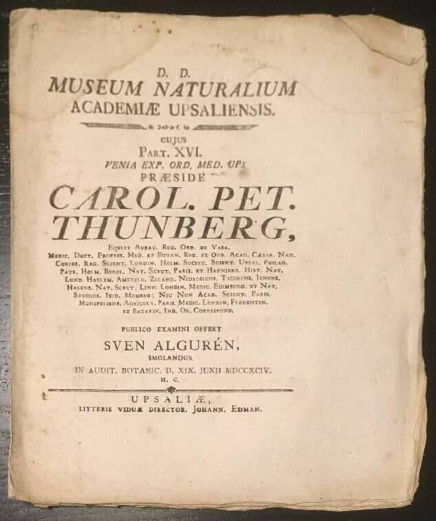 Sven Algurén : Museum naturalium Academiae Upsaliensis