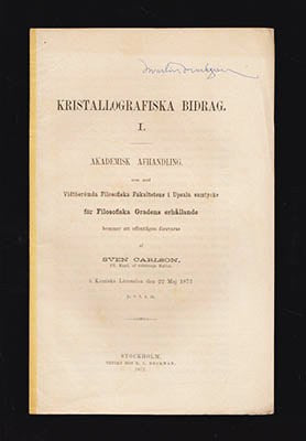 Sven Carlson : Kristallografiska bidrag