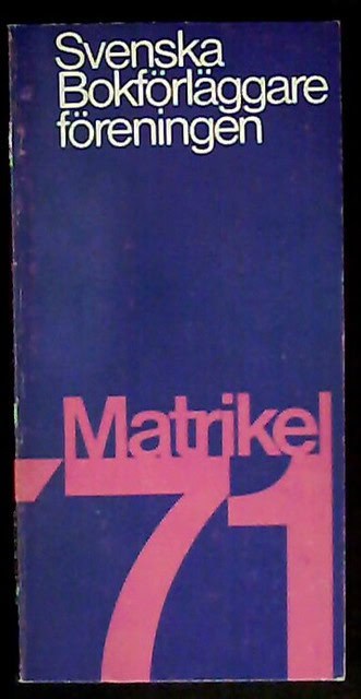 Svenska Bokläggareföreningen Matrikel '71